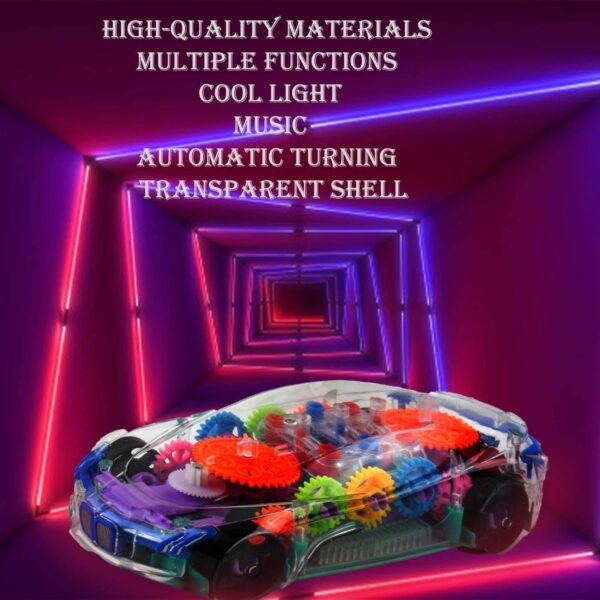 Toyshine Concept Musical and 3D Lights Kids Transparent Car, Toy for 2 to 5 Year Kids Baby Toy, Multicolor