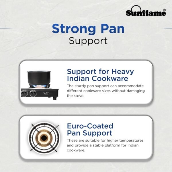 Sunflame Pride 4 Burner Gas Stove | 2 Medium and 2 Small Brass Burners | 2-Years Product Coverage by Sunflame | Ergonomic Knobs | Easy to Maintain l Toughened Glass Top | PAN India Presence| Black