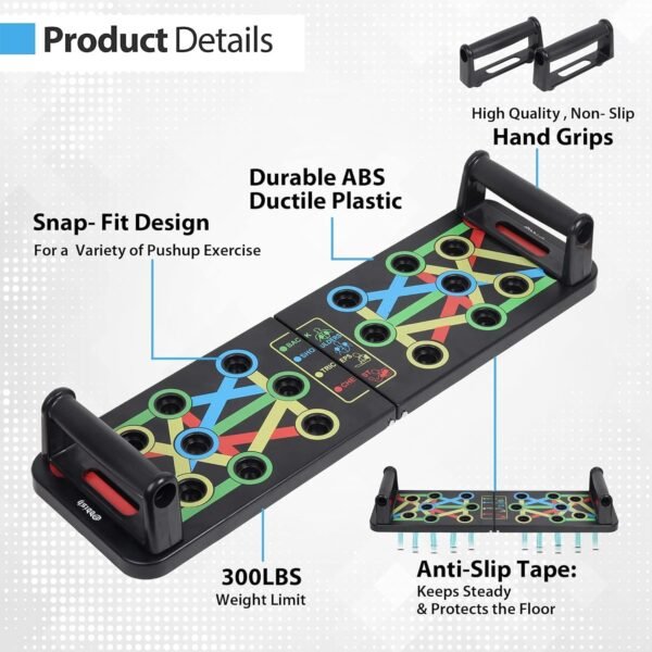 ODDISH ABS Pushup Board, 15 in 1 Push up board for men, push up bar, push up stand, pushup bars, gym equipment for men, excersing equipment, chest workout equipment - Training System for Men and Women
