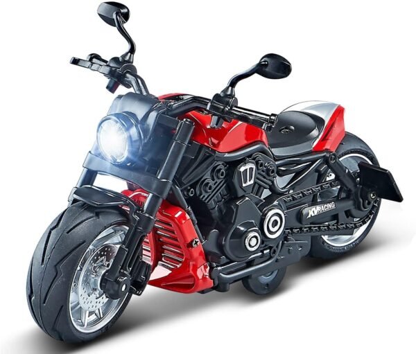 Pull Back Motorcycle Action Figure Toy, Moto Gift with Music Lighting, Wolverine Motorcycle Toys for Boys Kids Age 3-12 Year Old (Red)
