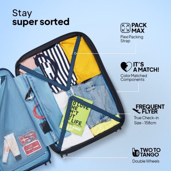American Tourister Aerostep 8 Wheel 67 Cm Checkin Trolley Bag Hard Case Polypropylene 360 Degree Wheeling System Luggage, Trolley Bag for Travel, Suitcase for Travel, Red dot Award Winner,Navy Blue