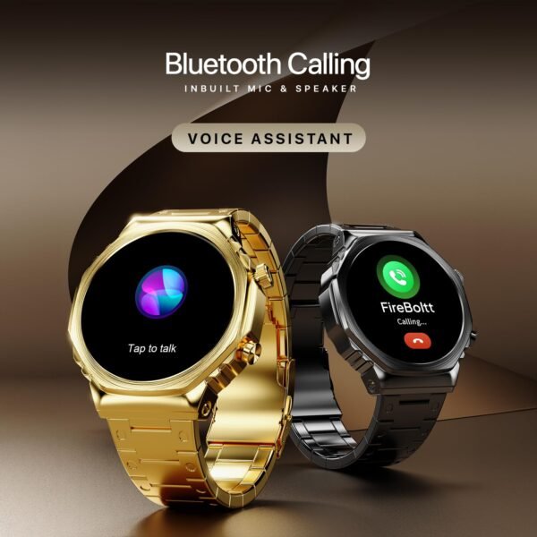 Fire-Boltt Onyx- 36.3mm AMOLED Always On Display Smart Watch, 466 * 466 High Resolution, Bluetooth Calling, Steel Design, IP67, 4GB Storage, 300+ Sports Modes, 130+ Watch Faces (Black)