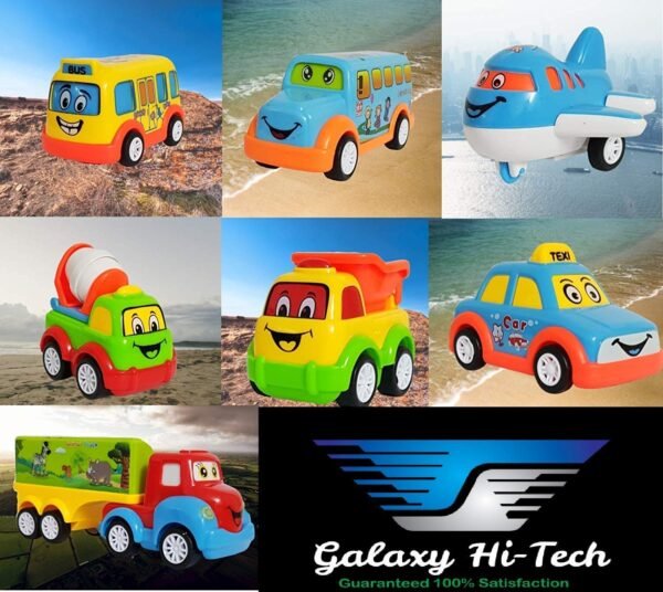 Sky Tech® Fun Auto Unbreakable Car Set Pull Back Transport Vehicles Push and Go Crawling Toy for Kids & Children, Power Friction Cars Pull Back for 2+ Years Boys Girls Plastic (Pack of 7) – Multicolor
