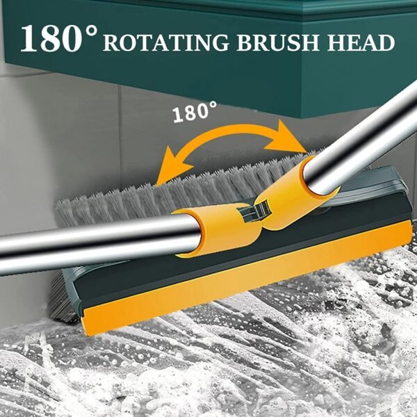 Bathroom Cleaning Brush with Wiper 3 in 1 Tiles Cleaning Brush Floor Scrub Bathroom Brush with Long Handle 120° Rotate Bathroom Floor Cleaning Brush Home Kitchen Bathroom Cleaning Accessories (B)