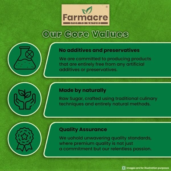 Farmacre Raw Sugar | Raw Cane Sugar | Khandsari | Healthy Herbal Cane Sugar, Desi Khand | Product Of Cow Based Natural Farming (CBNF) | Product Of Chemicals Free & Pesticides Free - 5kg (Pack of 1)