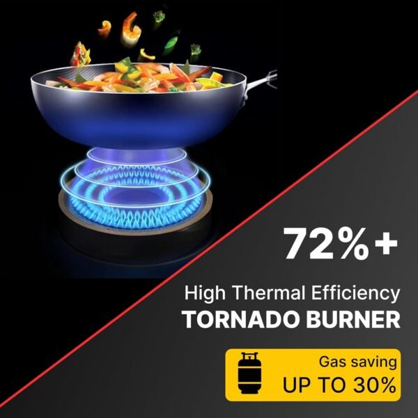 Candes Gas Stove 2 Burners with Premium Gas Saver Tornado Burners | Manual Ignition 2 Burner Gas Stove | 6mm Toughened Glass Gas Chulha | LPG Gas Stove | ISI Certified | 1 Yr Warranty