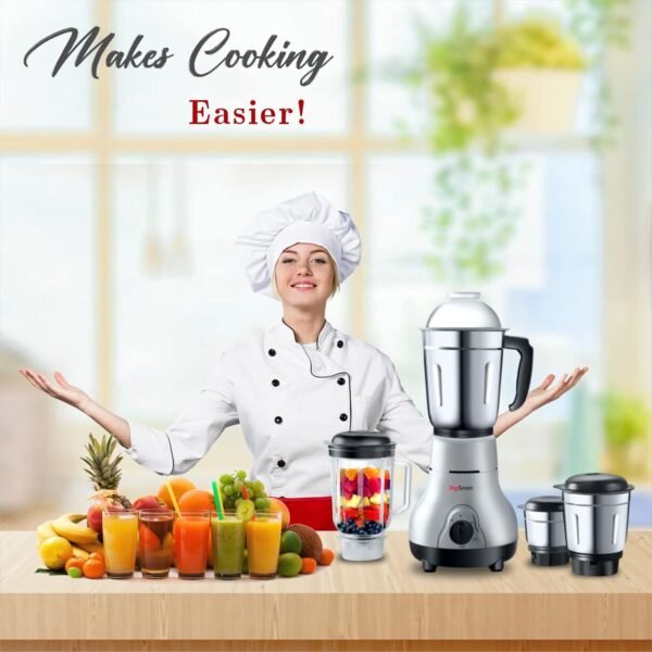DigiSmart Kitchen Mate 750 Watt Mixer Grinder with 4 Jars Comes with 2 Year Warranty (Grey and Black)