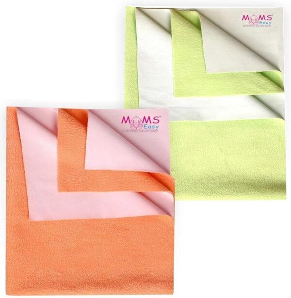 MOMSEASY® New Born Baby Mat for Baby Urine Waterproof, Mat for Baby Playing, Mat for Baby Sleeping and Baby Care Product Combo (Peach, Green) (Medium, 100x70 cm)