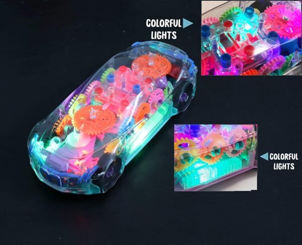 Toyshine Concept Musical and 3D Lights Kids Transparent Car, Toy for 2 to 5 Year Kids Baby Toy, Multicolor