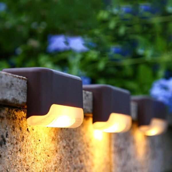 TECH LOGO ELECTRONICS Step Lights Waterproof LED Solar Power Outdoor Fence Light for Deck Stair Railing, Outside Lighting for Wall Garden Backyard Patio Balcony Décor (4)