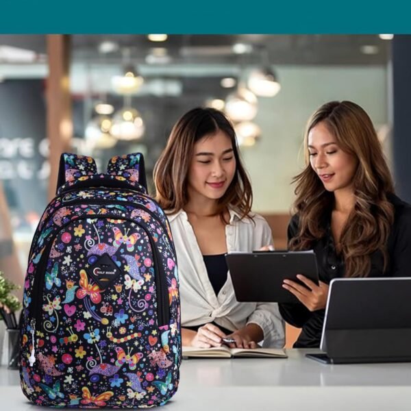 Half Moon Spring 35L School Bags For Boys/School Bag For Girls | Backpack For Men Or Backpack For Women | Water Resistant | 5 Zips Stylish And Trendy College Bag For Men & Women