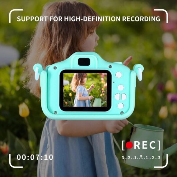 HARVI ENTERPRISE Digital Camera Toy for Kids with Cartoon Silicon Cover,HD Digital Video Camera for 3 4 5 6 7 8 9 10 11 12 Years Old Boys Girls,Christmas Birthday Gifts (T-REX-Green)