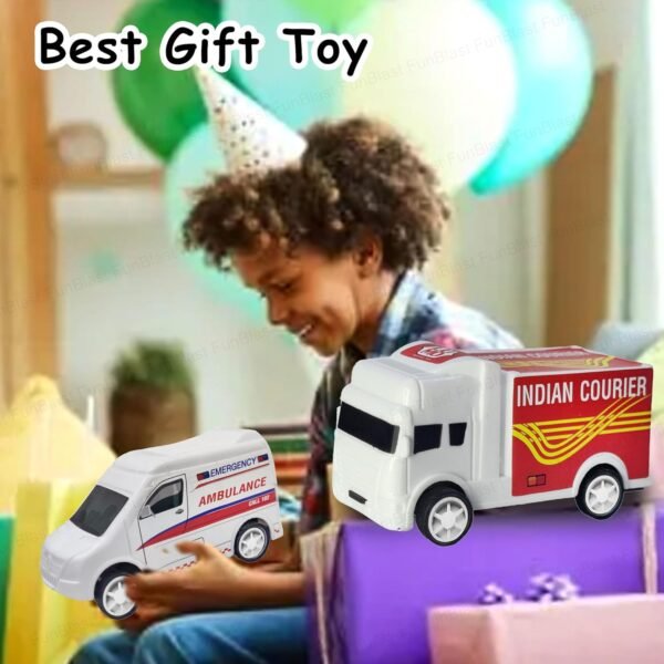 Funblast Pull Back Mini Truck And Van Toy Vehicles,Set Of 12 Pcs Friction Power Toy Trucks For 3+ Years Old Boys And Girls,Construction Truck Play Set,Smoother And Speedier Toy For Kids - Multicolor