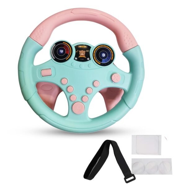 Kidology Musical Toys, Kids Steering Wheel Toy for Backseat with Car Key Pretend Driving Simulated Driving with Light & Music | Interactive Driving Wheel with Music