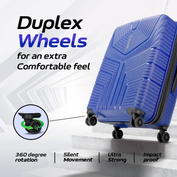 Aristocrat Prime 66 Cm Medium Polypropylene Hard-Sided 8 Spinner Check-in Trolley Bag with Combination Lock, 7 Years Warranty (Blue)