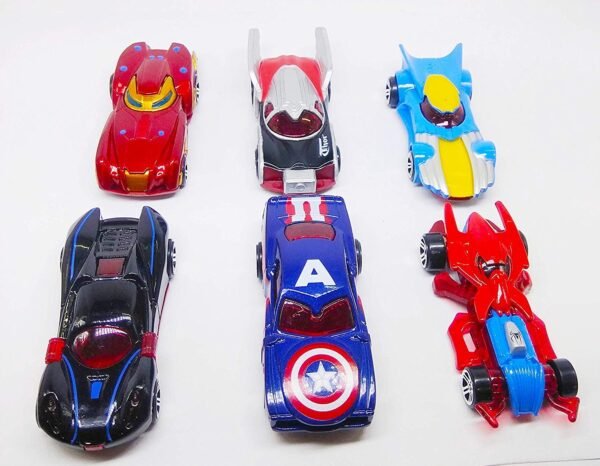 PLUSPOINT Diecast Metal Super Hero Toy Car Set Toy Vehicles Cars Set Alloy Push N Go Vehicles, Mini Racing Cars for Toddlers, Girls and Boys Kids Play Set
