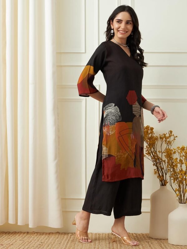 Daari Teak Treasure Dress 3/4 Sleeve Silk Blend Palazzo for Women