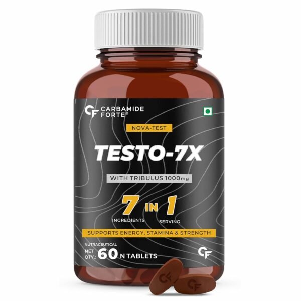 Carbamide Forte Testosterone Supplement for Men with Pre-Workout Tribulus 1000mg, Ashwagandha, L-Citrulline & Kaunch Beej – 60 Veg Tablets