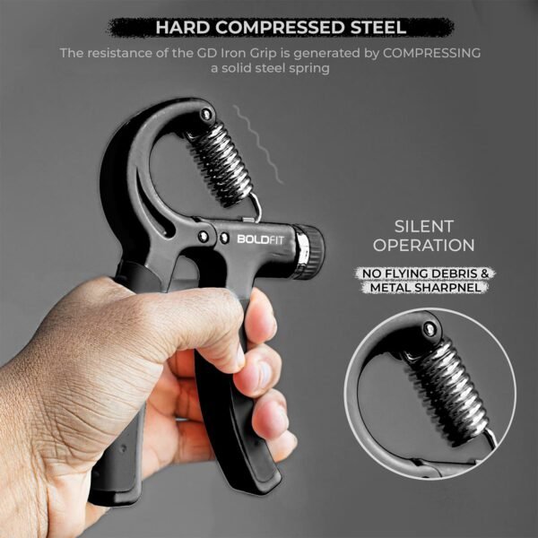 Boldfit Adjustable Hand Grip Strengthener, Hand Gripper for Men & Women for Gym Workout Hand Exercise Equipment to Use in Home for Forearm Exercise, Finger Exercise Power Gripper (5-60 Kg) Black