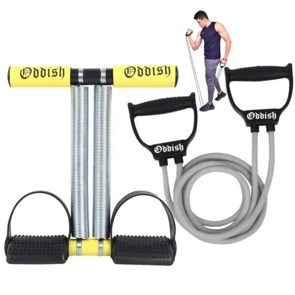 Oddish; Way To Fitness Tummy Trimmer Double Spring With Resistance Band Combo Pack For Men & Women - Ab Exercise Equipement, Abdominal Workout For Home & Gym Use - Stomach, Abs, Belly Exercise
