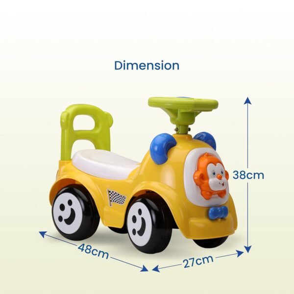 LuvLap Sunny Ride on & Car for Kids with Music & Horn Steering, Push Car for Baby with Backrest, Safety Guard, Under Seat Storage & Big Wheels, Ride on for Kids 1 to 3 Years Upto 25 Kgs (Yellow)