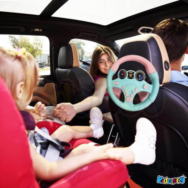Kidology Musical Toys, Kids Steering Wheel Toy for Backseat with Car Key Pretend Driving Simulated Driving with Light & Music | Interactive Driving Wheel with Music