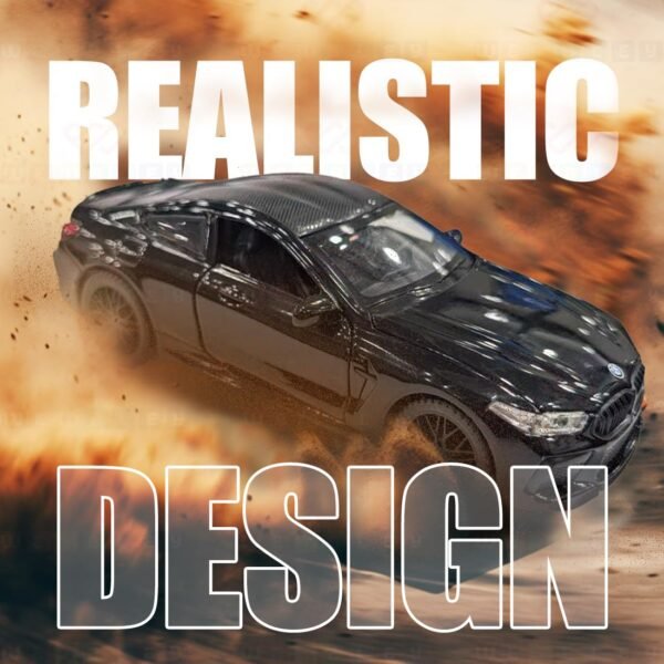 Wembley Pull Back M8 Car Toy Die-cast Model Car 1:32 Scale Metal Car Pull Back Toy Vehicle with Openable Doors & Light Engine Sound Realistic Collectible Car Boys Kids 3+ Years & Above - Black