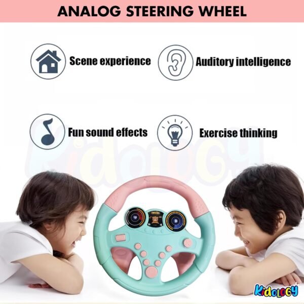 Kidology Musical Toys, Kids Steering Wheel Toy for Backseat with Car Key Pretend Driving Simulated Driving with Light & Music | Interactive Driving Wheel with Music