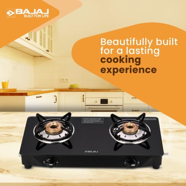 Bajaj Ultra 2 Burner Gas Stove, Black