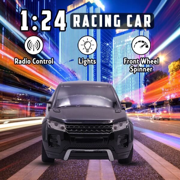 Wembley RC Car Rechargeable Remote Control Car for Kids Mini 1:24 Scale High Speed Racing Car - Black