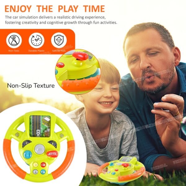 VikriDA Steering Wheel Toy for Kids Simulation Driving Car Toy with Light & Sound Mode Experience The Fun of Driving Car Toys - Automatic Steering Wheel