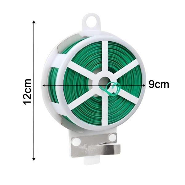 Oblivion Plastic Twist Tie Wire Spool with Cutter for Garden Yard Plant 50m (Green)