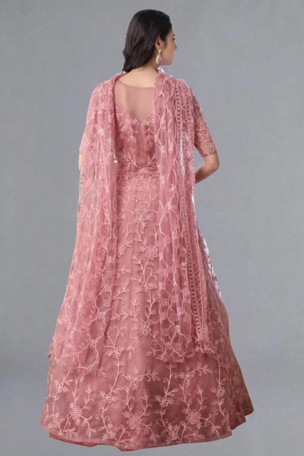 PATLANI Women's Fit and Flare Knee Length Gown (PA-JAll-Gown_Pink_XL)