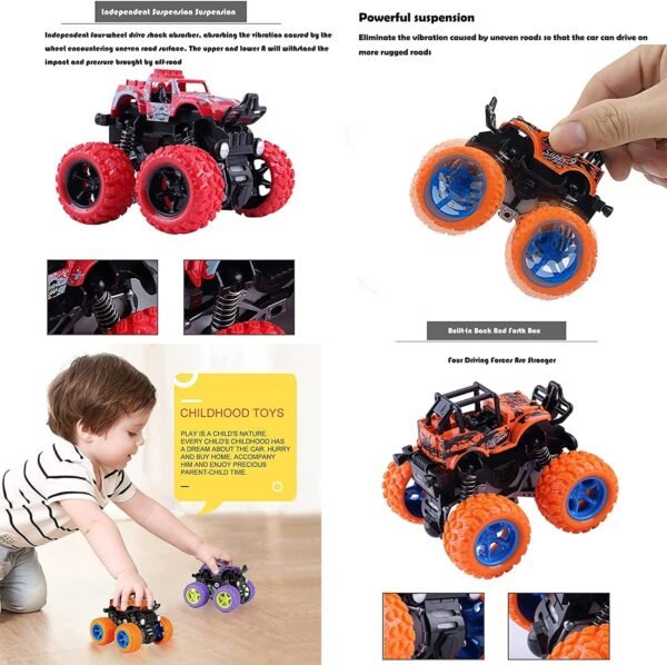 GRAPHENE Exciting Pack of 2 Monster Trucks for Boys 3-7 Years Old, Friction Powered Car Toys, Durable High-Density Alloy and Non-Toxic Plastic, Non-Slip Tires for Educational Play