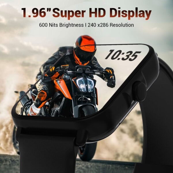 Maxima Fusion 1.96" HD Display Smart Watch- Advanced Bluetooth Calling| Metallic Build| 600 Nits| 8 Days Battery| Sports Modes| Heart Rate,SpO2 Monitoring,Sleep Tracking| AI Voice Assistant Smartwatch