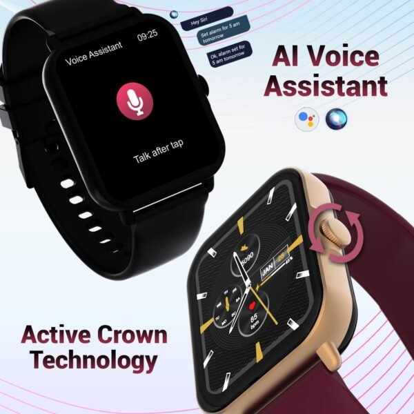Maxima Fusion 1.96" HD Display Smart Watch- Advanced Bluetooth Calling| Metallic Build| 600 Nits| 8 Days Battery| Sports Modes| Heart Rate,SpO2 Monitoring,Sleep Tracking| AI Voice Assistant Smartwatch