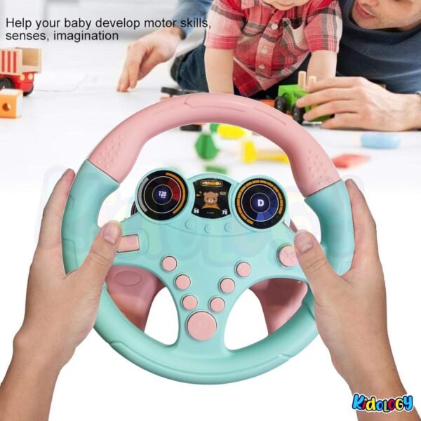 Kidology Musical Toys, Kids Steering Wheel Toy for Backseat with Car Key Pretend Driving Simulated Driving with Light & Music | Interactive Driving Wheel with Music