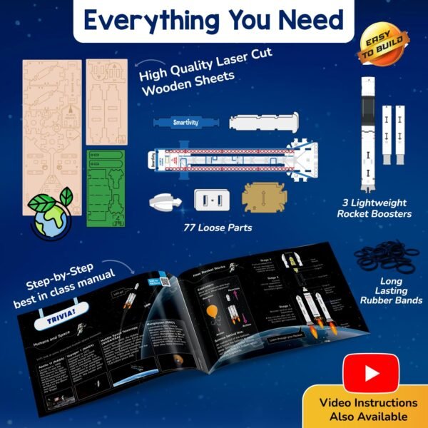 Smartivity Rocket Launcher Kit for Kids 6-14 Years Old | Build Your Own Rocket and Launcher | Birthday Gifts for Boys & Girls | DIY STEM Science Toy for Kids 6,7,8,9,10,11,12,13,14 Years