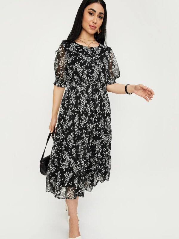 Max Women Printed Tiered above The Knee Dress