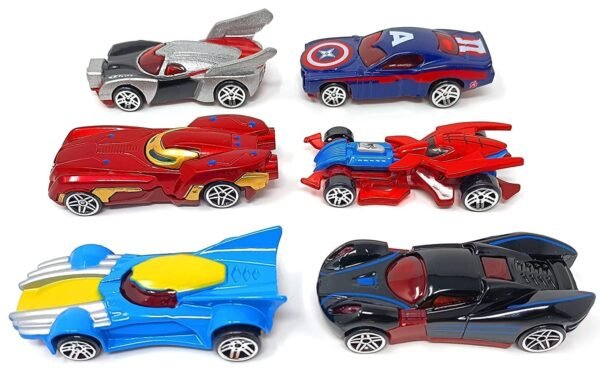PLUSPOINT Diecast Metal Super Hero Toy Car Set Toy Vehicles Cars Set Alloy Push N Go Vehicles, Mini Racing Cars for Toddlers, Girls and Boys Kids Play Set