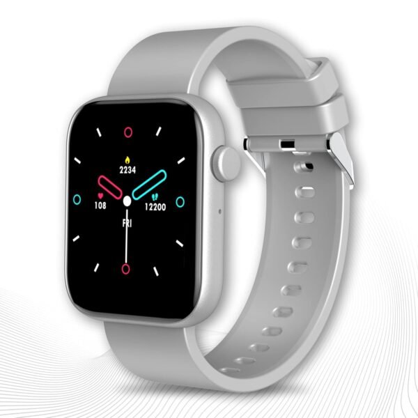 Gionee GSW12 Smartwatch Bluetooth Calling with 1.8 IPS 2.5D Curved Display, IP68 Water Resistant, SpO2 & Stress Monitor, Heart Rate Monitor & 200+ Watch Faces, Longer Battery (Sterling Silver)
