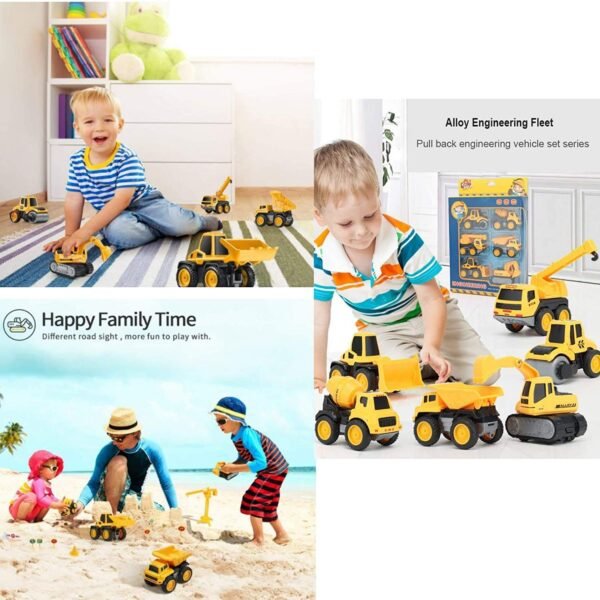TEC TAVAKKAL Metal Team Car Unbreakable Engineering Automobile Construction Car Toys Set for Children Kids Crane Excavator Road Roller Forklift Mixer Truck Transporter Truck Machine Construction Toys.