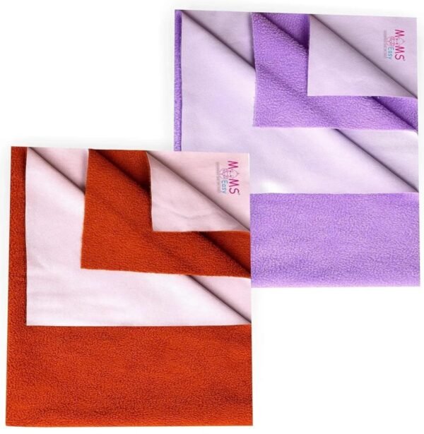 MOMSEASY® New Born Baby Mat for Baby Urine Waterproof, Mat for Baby Playing, Mat for Baby Sleeping and Baby Care Product Combo (Lilac-Maroon) (Medium, 100x70 cm)