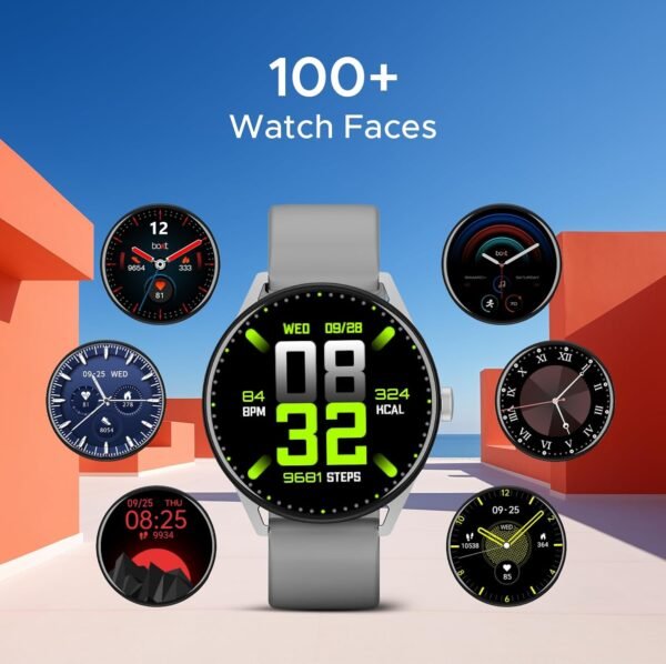 boAt Lunar Link Smart Watch w/ 1.4" (3.5 cm) HD Display, Advanced BT Calling, Multiple Sports Mode, Cloud & Custom Watch Faces, Music and Camera Control, IP67, HR & SpO2 Monitoring(Grey)