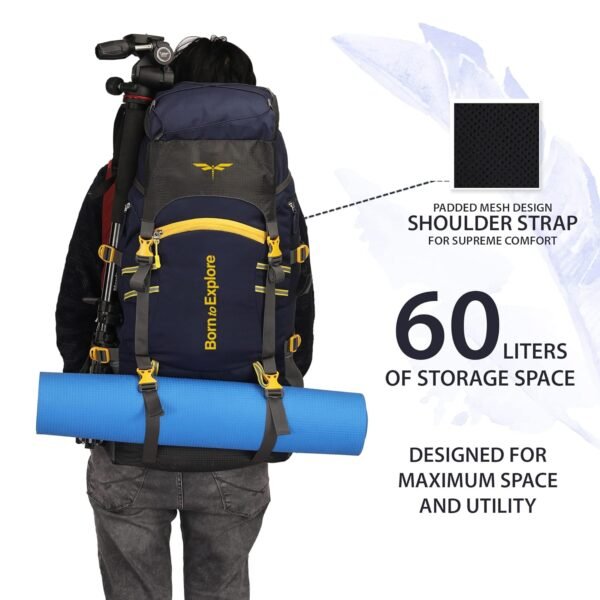 Impulse rucksack bags 60 litres travel bag for men tourist bag for travel backpack for hiking trekking Bag for men camping thames blue bag with 1 Year Warranty