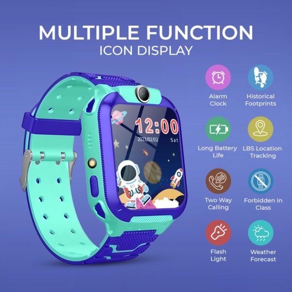 GameSir Kids Smartwatch for Boys & Girls, Men & Women, Sim Card Support, Location Tracker/GPS System, Music Player, Camera, Video,Notification, Alarm, Waterproof, Calling Smart Watch-Blue