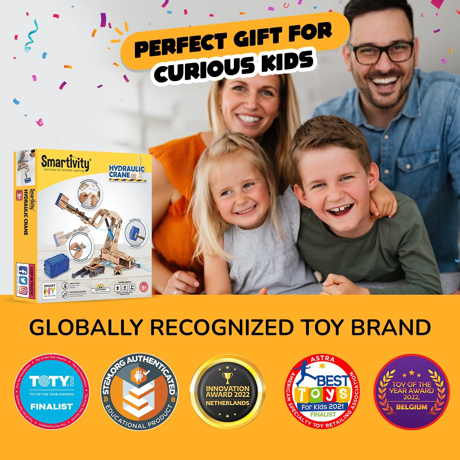 Smartivity Hydraulic Crane, STEM DIY Fun Toy, Educational & Construction Based Activity Game Kit for Kids 6 to 14, Best Birthday Gift for Boys & Girls 6-8-10-12-14 Years Old, Made in India