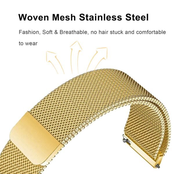 ACM Watch Strap Magnetic Loop 20mm compatible with Garmin Venu Smartwatch Luxury Metal Chain Band Champagne Gold