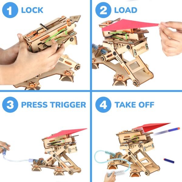 Smartivity 2in1 Hydraulic Aeroplane & Dart Launcher Toy for Kids 6-14 Years Old | Birthday Gifts for Boys & Girls | DIY Science Toy for Kids 6,7,8,9,10,11,12,13,14 YearsI STEM Wooden Construction Game