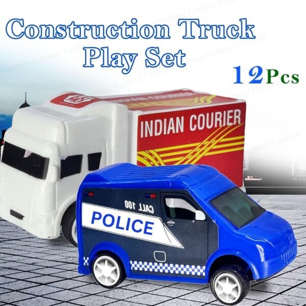 Funblast Pull Back Mini Truck And Van Toy Vehicles,Set Of 12 Pcs Friction Power Toy Trucks For 3+ Years Old Boys And Girls,Construction Truck Play Set,Smoother And Speedier Toy For Kids - Multicolor